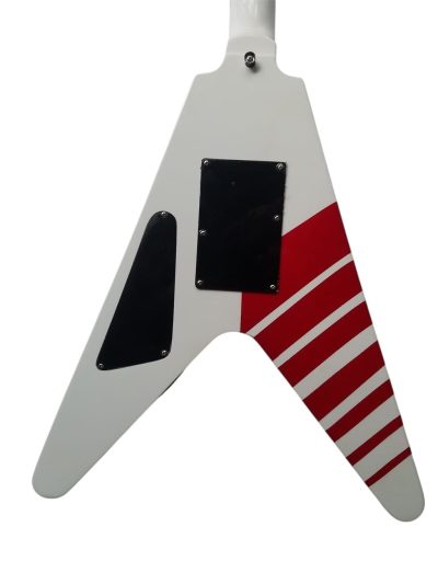 Custom Race Flying V White Red Stripe RR Guitar Floyd Rose Tremolo - Image 5