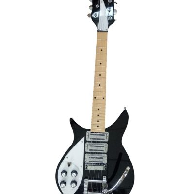 Custom Nova Jetglo Black 325 Maple Fretboard Bigsby Guitar - Image 6