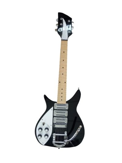 Custom Nova Jetglo Black 325 Maple Fretboard Bigsby Guitar - Image 6