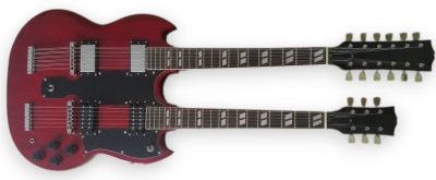 Custom Crown SG Jimmy Page Red Double Neck 12 and 6 String EDS1275 Guitar - Image 2