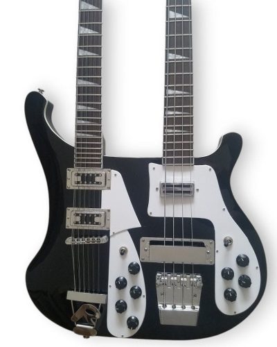 Custom Nova 4080 Geddy Lee Double Neck Black 4 String Bass 12 String Guitar