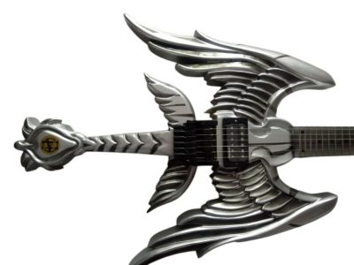 Custom Obsidian Angel Sword Alfee Silver Carved Guitar - Image 4