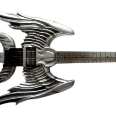 Custom Obsidian Angel Sword Alfee Silver Carved Guitar - Image 5