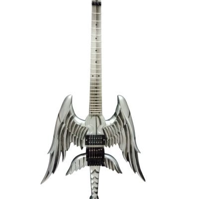 Custom Obsidian Angel Sword Alfee Silver Carved Guitar - Image 6