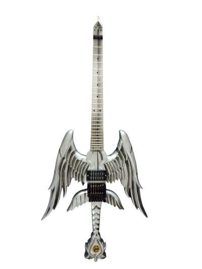 Custom Obsidian Angel Sword Alfee Silver Carved Guitar - Image 6
