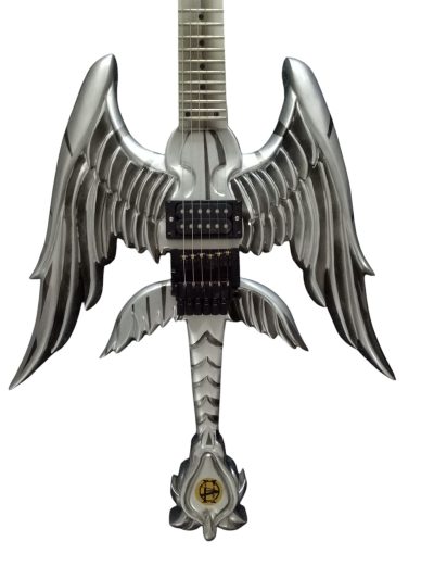 Custom Obsidian Angel Sword Alfee Silver Carved Guitar