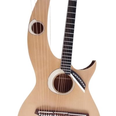 Custom Eclipse Harp Double Neck Maple Headstock Natural Finish Acoustic Guitar - Image 2