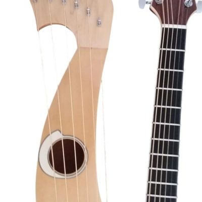 Custom Eclipse Harp Double Neck Maple Headstock Natural Finish Acoustic Guitar - Image 13