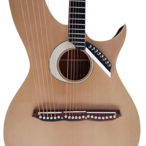 Custom Eclipse Harp Double Neck Maple Headstock Natural Finish Acoustic Guitar