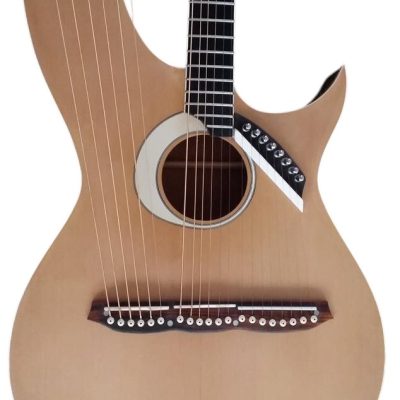 Custom Eclipse Harp Double Neck Maple Headstock Natural Finish Acoustic Guitar