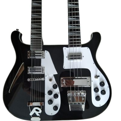 Custom Nova 4003 Rutherford Genesis Double Neck Black 4 String Bass 12 String Guitar