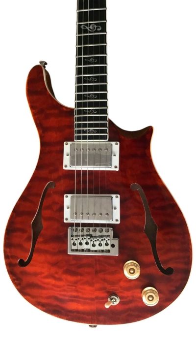 Custom Monarch SE Hollow Body Guitar Fhole Red Burst Quilted Maple Top Guitar