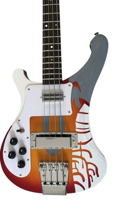 Custom Nova PM 4003 Cherry Fireglo Psychedelic Left Handed Bass Dot Fretboard Inlays