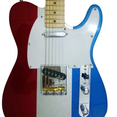 Custom Regent Buck Owens Red Blue Silver Sparkle Finish Guitar White Pickguard