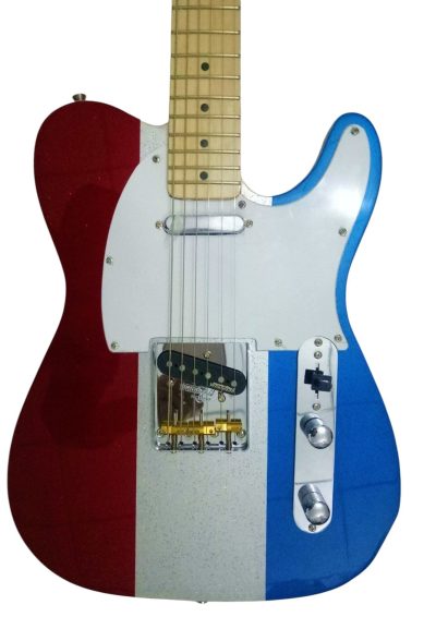 Custom Regent Buck Owens Red Blue Silver Sparkle Finish Guitar White Pickguard