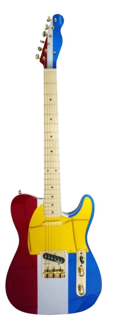 Custom Regent Buck Owens Red Blue Silver Sparkle Finish Guitar Gold Pickguard - Image 2
