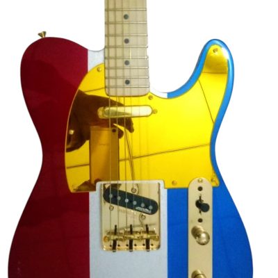 Custom Regent Buck Owens Red Blue Silver Sparkle Finish Guitar Gold Pickguard