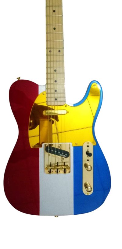 Custom Regent Buck Owens Red Blue Silver Sparkle Finish Guitar Gold Pickguard