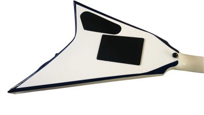 Custom Race Explorer Flying V Blue Bevel White Electric Guitar Floyd Rose Tremolo - Image 4