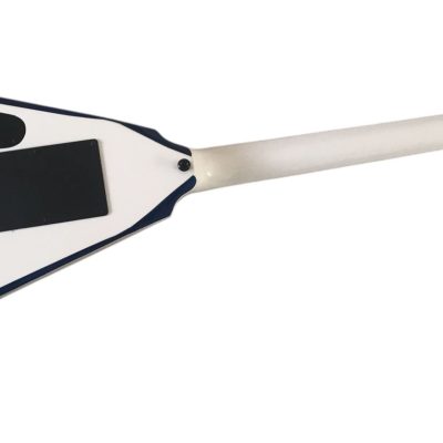 Custom Race Explorer Flying V Blue Bevel White Electric Guitar - Image 5