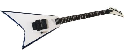 Custom Race Explorer Flying V Blue Bevel White Electric Guitar Floyd Rose Tremolo - Image 6