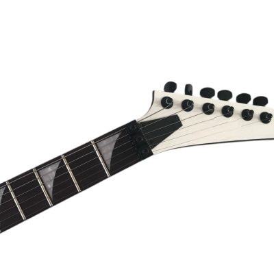 Custom Race Explorer Flying V Blue Bevel White Electric Guitar - Image 7