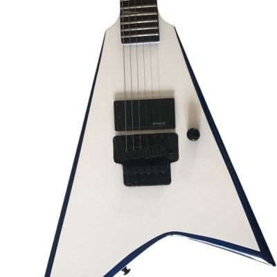 Custom Race Explorer Flying V Blue Bevel White Electric Guitar