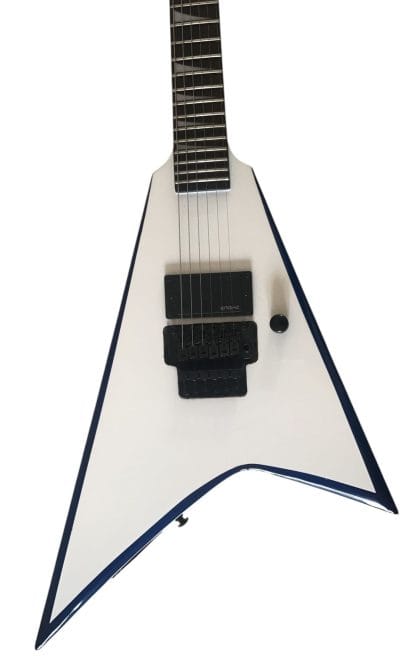 Custom Race Explorer Flying V Blue Bevel White Electric Guitar Floyd Rose Tremolo