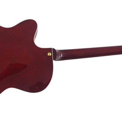 Custom Crown Hollow Body Archtop Cutaway Fhole Red Claret Solid Spruce Top Guitar - Image 4