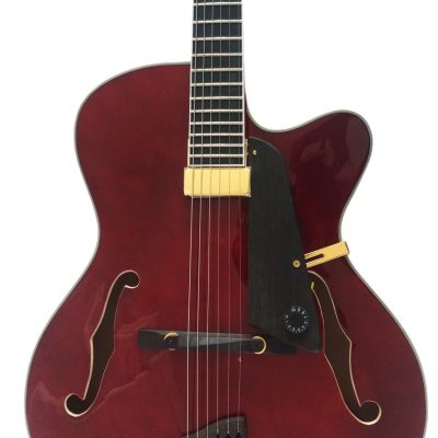 Custom Crown Hollow Body Archtop Cutaway Fhole Red Claret Solid Spruce Top Guitar