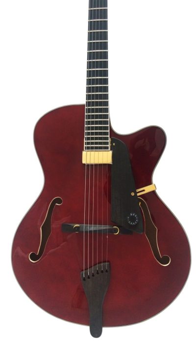 Custom Crown Hollow Body Archtop Cutaway Fhole Red Claret Solid Spruce Top Guitar