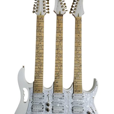 Custom Axis Steve Triple Neck White Jem 12 and 6 and 6 String Guitar