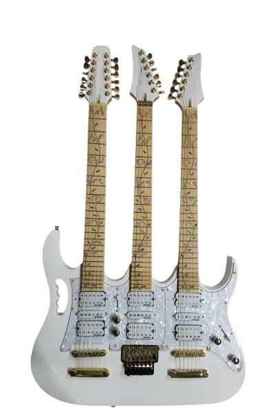 Custom Axis Steve Triple Neck White Jem 12 and 6 and 6 String Guitar