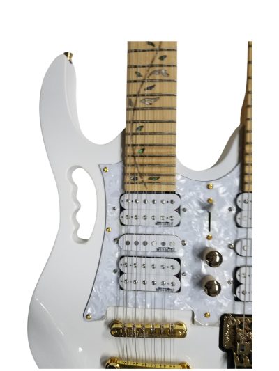 Custom Axis Steve Triple Neck White Jem 12 and 6 and 6 String Guitar - Image 4