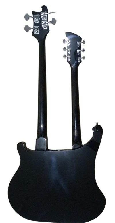 Custom Nova 4080 Geddy Lee Double Neck Jetglo Black 4 String Bass 6 String Guitar - Image 5