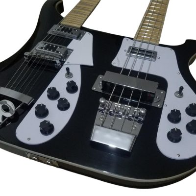 Custom Nova 4080 Geddy Lee Double Neck Jetglo Black 4 String Bass 6 String Guitar - Image 6