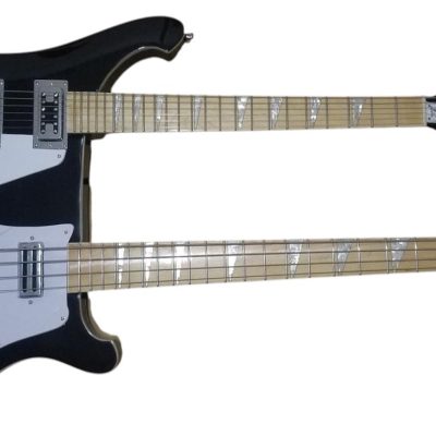 Custom Nova 4080 Geddy Lee Double Neck Jetglo Black 4 String Bass 6 String Guitar - Image 8