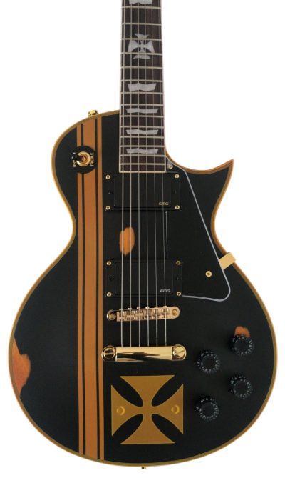Custom Obsidian James Iron Cross Matte Black Aged Relic Electric Guitar