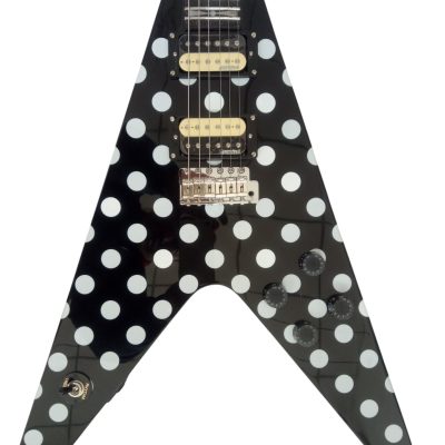 Custom Crown Randy Rhoads I Flying V Black Polka Dots Electric Guitar - Image 2