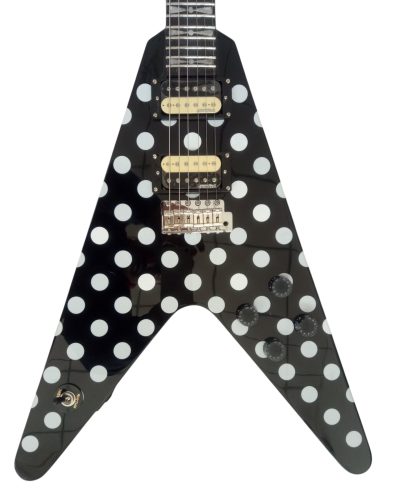 Custom Crown Randy Rhoads I Flying V Black Polka Dots Electric Guitar - Image 2