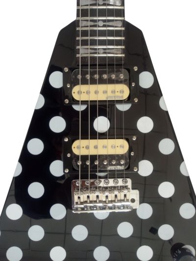 Custom Crown Randy Rhoads I Flying V Black Polka Dots Electric Guitar