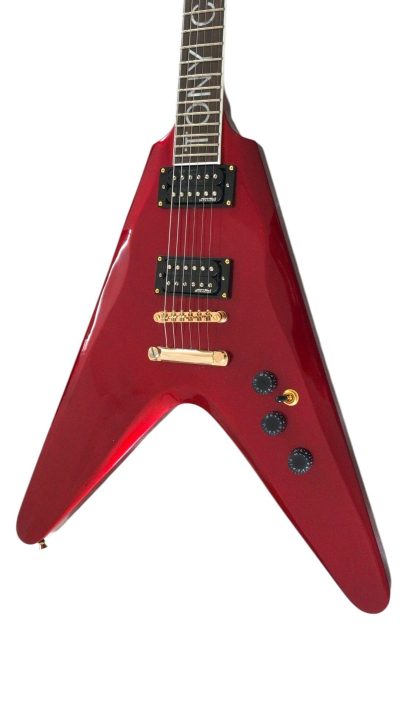 Custom Crown Flying V Red Metallic Custom Fretboard Inlay Guitar