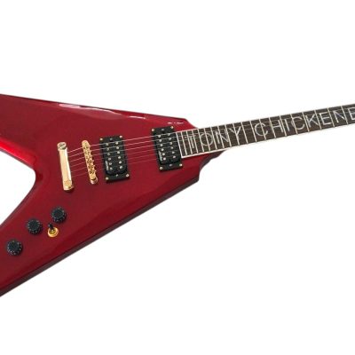 Custom Crown Flying V Red Metallic Custom Fretboard Inlay Guitar - Image 5