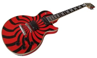 Custom Crown Buzzsaw Bullseye Zakk Wylde Orange Black Guitar - Image 7