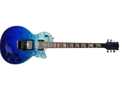 Custom Crown Quilted Maple Aqua Blue Locking Tremolo Guitar - Image 2
