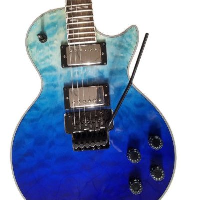 Custom Crown Quilted Maple Aqua Blue Locking Tremolo Guitar