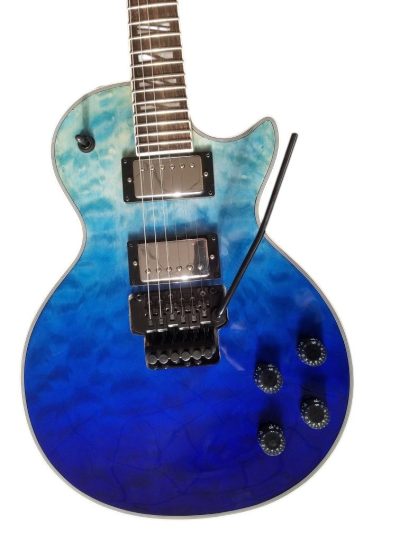Custom Crown Quilted Maple Aqua Blue Locking Tremolo Guitar