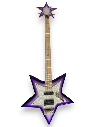 Custom Pulse Maple Fretboard Bootsy Purple Burst Star Space 4 String Rock Bass MEC Pickups Option - Image 8
