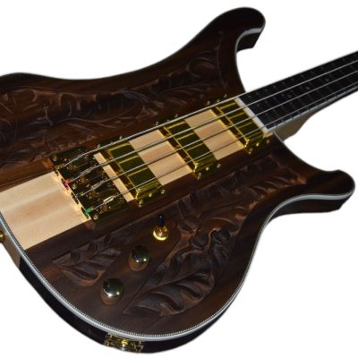 Custom Nova Lemmy Kilmister Engrave Carved 4004 Walnut Wood Body Satin 4 String Bass - Image 2