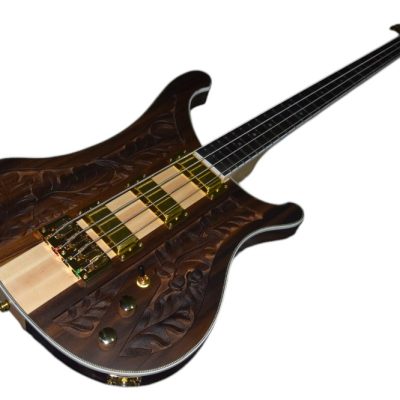 Custom Nova Lemmy Kilmister Engrave Carved 4004 Walnut Wood Body Satin 4 String Bass - Image 3